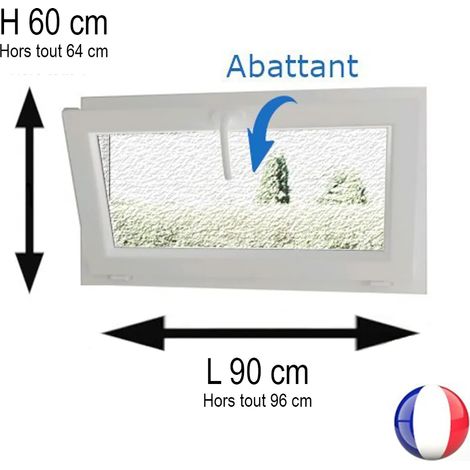 Fenêtre PVC abattant 1 vantail anthracite H 60 x L 90 cm verre brouillé + poignée pour pose en neuf (1/5)