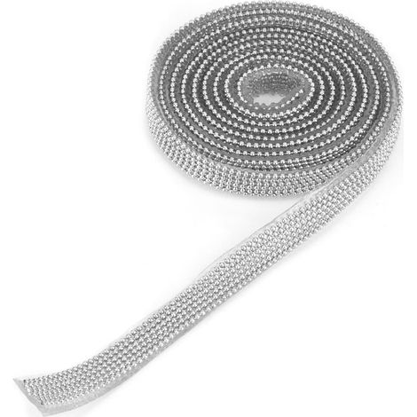 Chaîne en cuivre, cristal et strass, bordure de 2 m / 6,6 pi, pour la décoration de sacs à chaussures en tissu (argenté) (1/5)