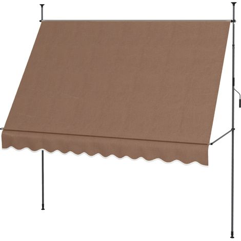 Toldo retráctil con manivela 300x120x210-300 cm, altura ajustable, impermeable, anti-UV, café (1/5)