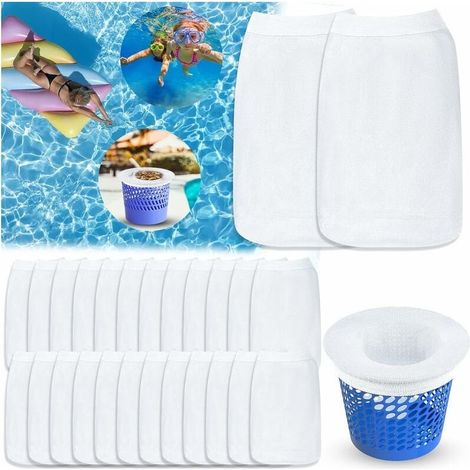 30 Pack Pool Filter Waste Covers, Reusable Super Elastic Skimmer Pre-Filters for Pool Baskets (1/5)