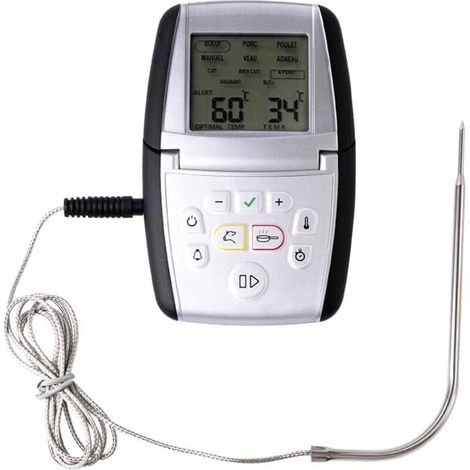 – Thermo-Sonde de Cuisson m°classic+ – Mesure Précise de 0°C à +210°C – Mode Manuel & Préprogrammé – Cuisson Viande, Poisson ou Pâtisserie – Compatible Induction – Piles Incluses – Gris (1/4)