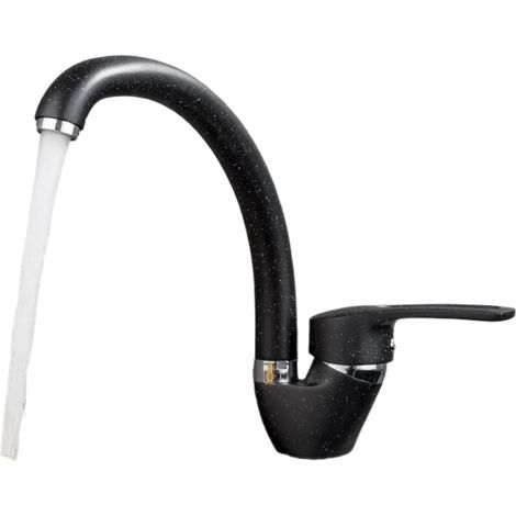 Robinet de cuisine Robinet d'évier de cuisine Flexible noir en laiton, robinets mélanurs de filtre à eau chaude et froide, robinet d'eau de cuisine à bec pivotant à poignée(G002YBBlack) (1/5)