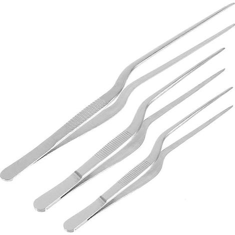 Set aus 3 Edelstahl-Lebensmittelzangen, Fischgrätenzangen (1/5)
