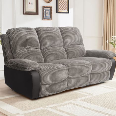 Sienna 3 Seater Grey Jumbo Fabric Manual recliner Sofa