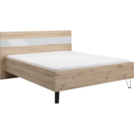 Struttura letto matrimoniale 207x184 cm rovere chiaro con inserto laccato nella testata - Nicosia (1/4)
