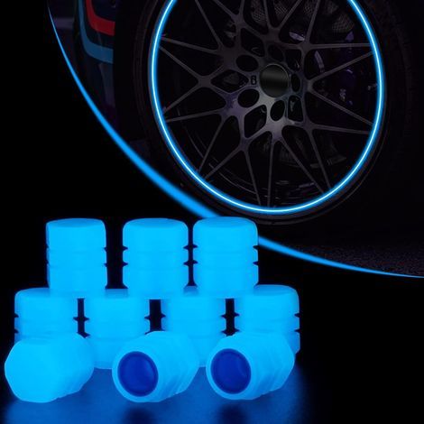 50 tapones para válvulas de neumáticos de coche, tapones fluorescentes para válvulas de neumáticos de coche, camión, SUV, motocicleta, bicicleta (azul)