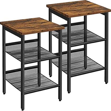 Vasagle – Table de chevet industrielle en bois et métal – Set de 2 – Dimensions 40x40x50 cm – Charge 20 kg – Montage facile – LET24X (1/5)
