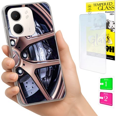 Custodia per Oppo A5X, cover posteriore con vetro temperato 9H. (1/5)