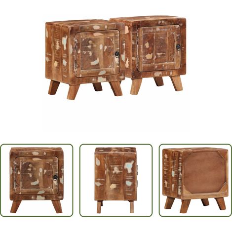Altholz - Nachttisch 2 Stk. 40x32x46 cm Altholz Massiv (1/5)