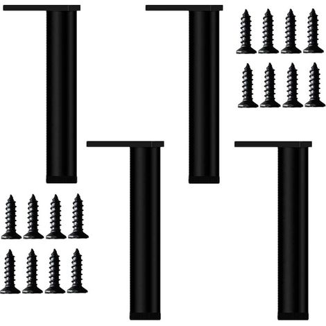 4 Pieds Meubles Reglables 30cm Noirs pour Canape Table (1/4)