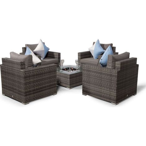Giardino Sydney 4 Seater Rattan Sofa Set with Drinks Cooler Coffee Table - Grey (1/5)