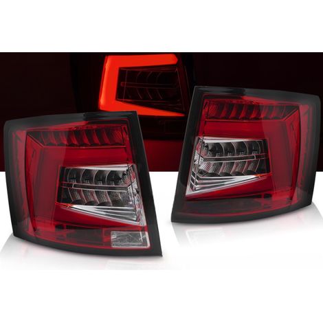 Paire de feux arriere Skoda Octavia 3 Break de 2012 a 2016 Full LED Bar Rouge Blanc Dyn (1/3)