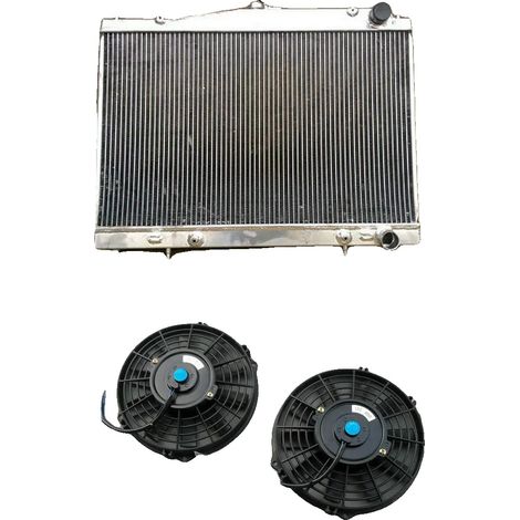 Radiador de aleación de aluminio, dimensiones del núcleo: 645 mm x 400 mm x 50 mm, dimensiones totales: 665 mm x 495 mm x 60 mm, dimensiones de entrada/salida: 35 mm x 35 mm, compatibilidad con Nissan (1/5)