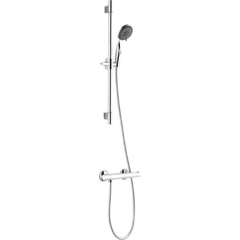 Columna de ducha termostático con barra MELBA Ø 25 cm Cromado (1/2)