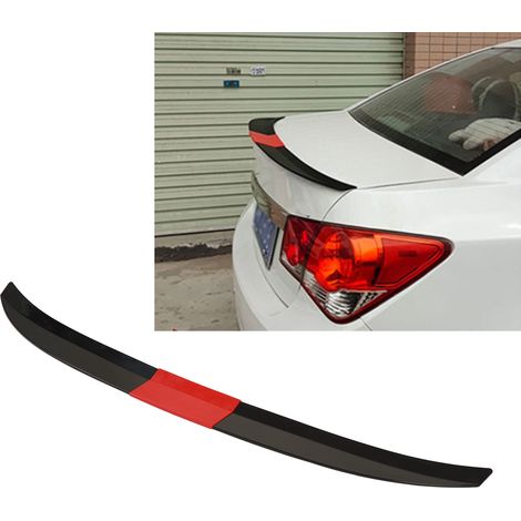 Satz aus drei universellen Autospoilern, 116-132 cm, glänzend schwarz mit rotem Mittelteil. (1/5)