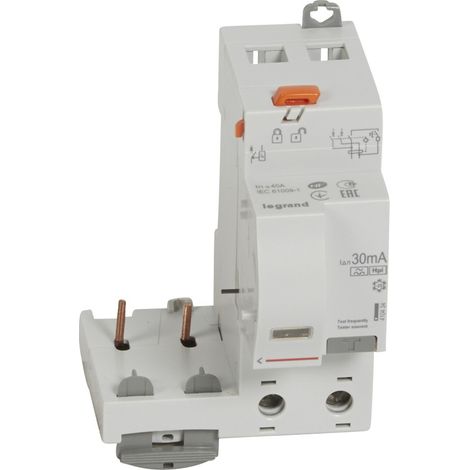 Bloc différentiel adaptable à vis DX³ pour disjoncteur 1 module par pôle 2 Pôles 230V 40A type F 30mA LEGRAND 410434 (1/3)