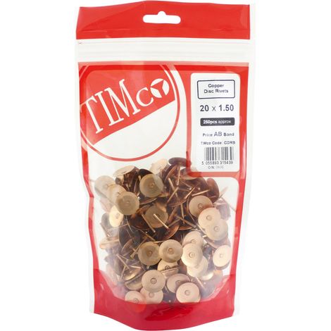 Timco Disc Rivets - Copper (20 x 1.50mm) 250 Bag) (1/2)
