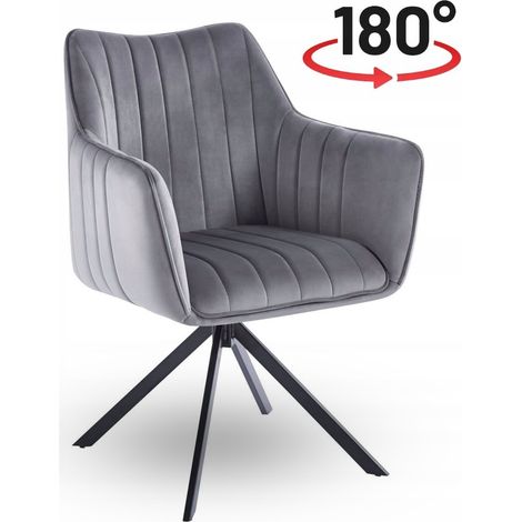 SEDIA GIREVOLE IN VELLUTO GRIGIO IMBOTTITA 180 GRADI MODERNA FURNITEX (1/5)