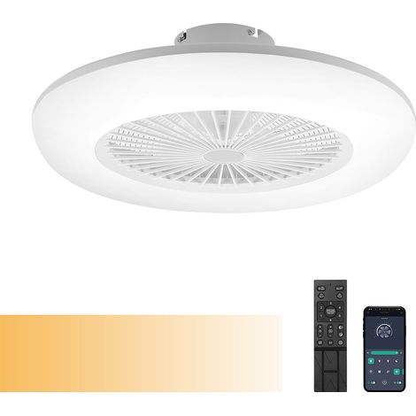 Wolketon LED Deckenventilator mit Beleuchtung und Fernbedienung Dimmbar Deckenleuchte Schlafzimmer Wohn 80W