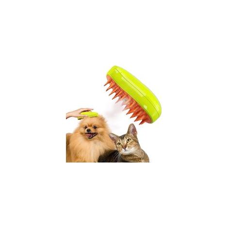 Brosse de massage vapeur autonettoyante pour chats, verte (1/5)