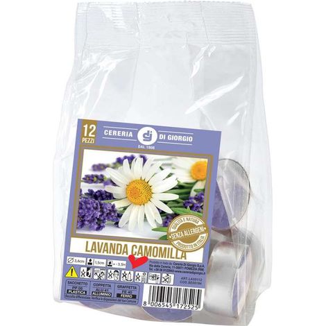 CERERIA DI GIORGIO Tealight profumato lavanda 12 pz bianco senza allergeni (1/2)