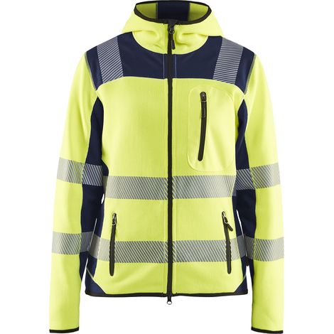 Giacca da lavoro in maglia ad alta visibilità donna 4967 - Giallo fluorescente/Blu navy XL