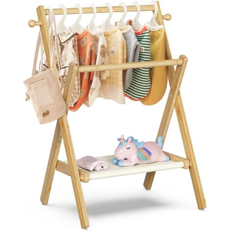 Porte-vêtements pour bébé pour fête prénatale, poupées, vêtements de bébé avec étagère de rangement et double tringles, porte-vêtements pour tout-petits, mini placard pour fête prénatale (1/5)