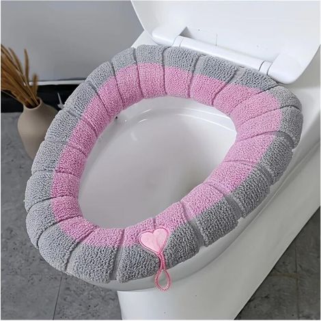 Abattant WC - Siège d'hiver universel pour la maison - 1 - Gris + Rose (1/5)