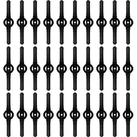 Pair 30 lames de rechange en plastique, compatibles avec les coupe bordures sans fil, les accessoires de tondeuse à gazon, les lames de coupe bordures de jardin noires