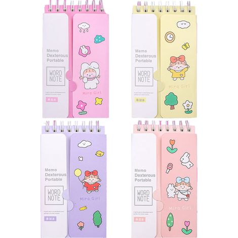 4 petits carnets à spirale pliables et couvrables, bloc-notes de poche pour mots anglais, temps libre, transport facile (1/5)