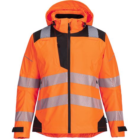 Hochsichtbare Regenjacke Pw3 für Damen - XXL - Orange/Schwarz - Portwest