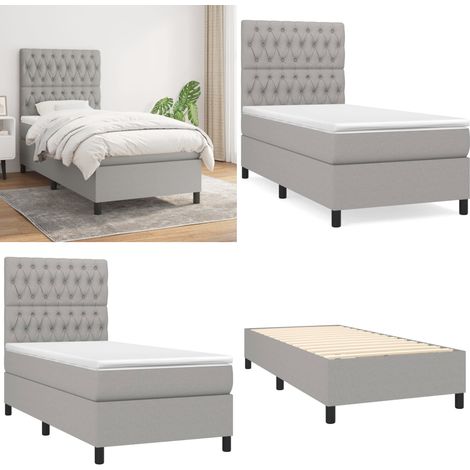 Boxspringbett mit Matratze Hellgrau 90x190 cm Stoff - Boxspringbett - Doppelbett - Bettenrahmen - Schlafsystem - Liegekomfort - Home & Living (1/5)