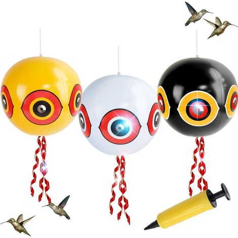 XXL-Vogelabwehrballon (2er-Pack), hängende Vogelscheuche mit reflektierenden Augen und Raschelstreifen, Taubenabwehr (Raben, Stare und Kohl), für Garten und Balkon (1/5)