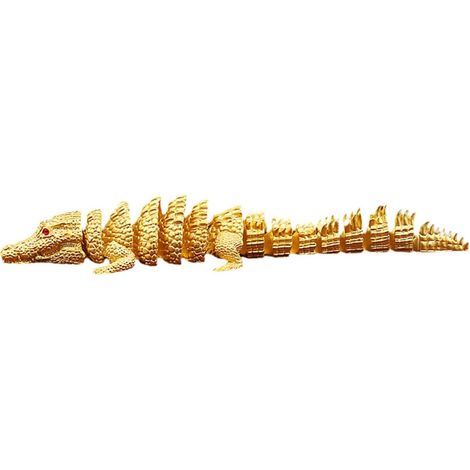 Figurine D'alligator en Alliage de Zinc Doré Joints Mobiles, Décoration Rétro pour Table de Bureau ou Maison, Présent Original pour Amis ou Partenaires (1/5)