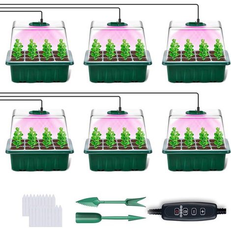 Serre de culture avec lampe horticole et minuteur - Potager avec couvercle haut - Spectre complet - Plateaux de semis - Ventilation réglable - LED à spectre complet - Pré-culture - Culture d'intérieur (1/5)