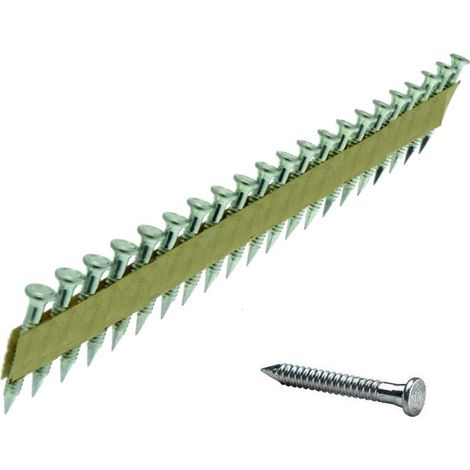 Pointes sabot annelées galvanisées 13µ bande papier 34° diamètre 4 mm longueur 40 mm boite de 2000 - ARCA (1/2)