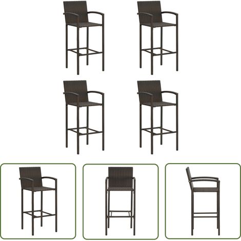 INLIFE Tabourets de bar 4 pcs Marron Résine tressée (1/5)
