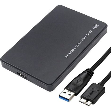 Boîtier pour disque dur USB 3.0, sans démontage - Disque dur externe - Boîtier pour disque dur USB 3.0 - 12 x 7,6 x 1,3 cm - Noir - ABS noir (1/5)