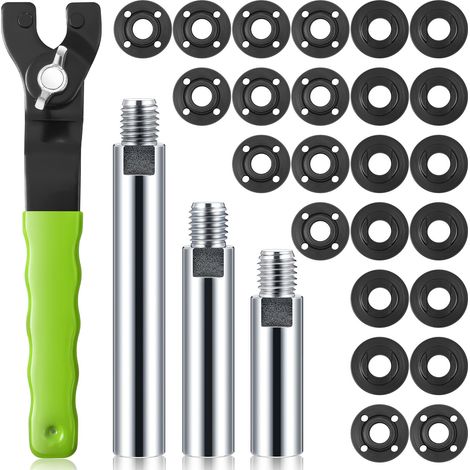 28-teiliges Winkelschleifer-Muttern- und Schraubenschlüssel-Set – 5/8-Zoll-11-Flansch-Metall-Kontermutternschlüssel mit Verlängerungs-Pleuelstangen-Werkzeug – Kompatibel mit Hitachi Metabo, 3 Zoll, 4 