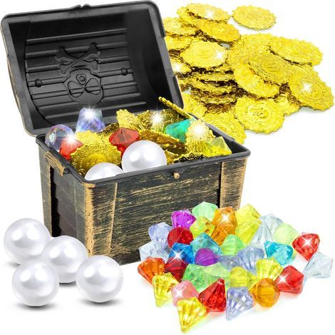 75 Pièces Jouets de Plongée avec Gemme Plongée, Pièces d'or Pirate, Coffre au Trésor, Perle, Trésor de Pirate, Jouet de Natation pour Piscine, Jouet sous Eau pour Enfants Entrainement de Plongée (1/5)