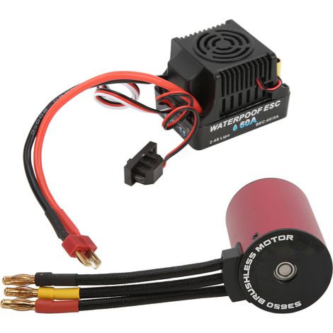 Moteur brushless S3650 3100V + kit ESC brushless 60A pour voiture radiocommandée 1/10 (1/5)