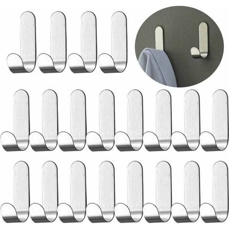 Confezione da 12 ganci autoadesivi da parete, ganci per asciugamani in acciaio inox, non necessitano di foratura, ganci per cappotti, ganci adesivi da parete per appendere asciugamani e chiavi, ganci (1/4)