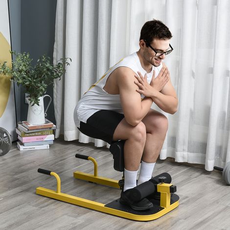 3-en-1 Máquina Equipo de Sentadilla para Ejercicios Abdominales Tablero Supino Multifuncional Ayuda en Cuclillas Equipo Amarillo (1/5)
