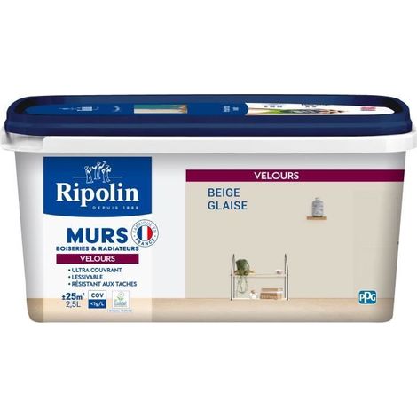 Wanddekorfarbe, Holzverkleidungen & Heizkörper - RIPOLIN - 441606 - Lehmbeige - Samt - 2,5 L