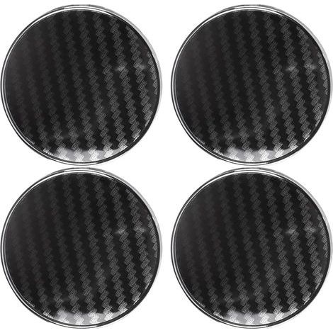 Cache-moyeu de 60 mm de diamètre extérieur, Pieds de retenue de 58 mm, diamètre intérieur de 56 mm, Motif en Fibre de Carbone Noir pointillé, Finition argentée (1/5)