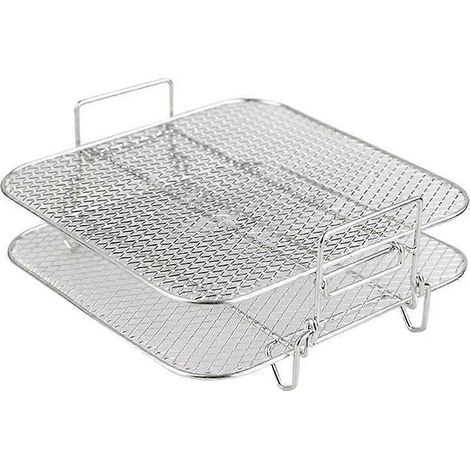 Grille double couche pour friteuse à air chaud, empilable, en acier inoxydable, compatible avec les friteuses à air chaud, fours et cuiseurs vapeur de 4,2 à 5,8 litres. (1/5)