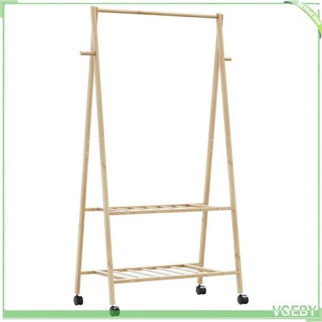 Porte-vêtements - FAFEISY - 4008907 - Bambou - Pliable - Roulettes avec freins (1/5)