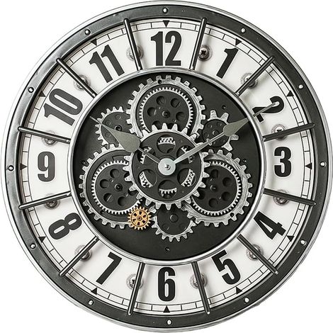 Orologio da parete da 18" con ingranaggi mobili, grande decorazione industriale steampunk di grandi dimensioni, orologi da parete in metallo antico con numeri grandi per la cucina, l'ufficio o il sogg