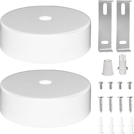 Auvent de Plafond Métal Blanc 80x25 mm Rosace de Plafond Cache Fil Lustre Baldaquin Lampe Support de Fixation Cuisine Chambre à Coucher Couloir Salon Bureau (1/5)