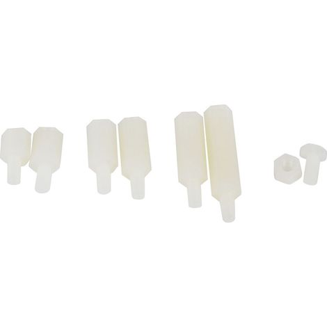 Boîte de 180 pièces de vis M3 en nylon, écrous, entretoises mâles et femelles, kit d'assortiment (blanc) (1/5)